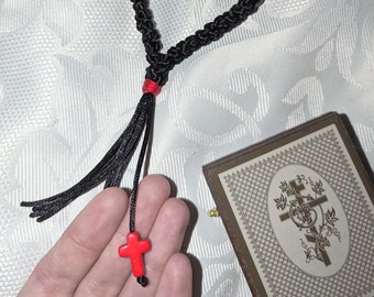 BENUTZERDEFINIERTE 50-Knoten Komboskini Chotki Gebetsseil Geknotetes christlich-katholisches religiöses Rosenkranzkreuz