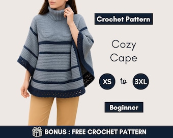 Virkad kappamönster: Ribbad halsringning med ränder och spetskant (PDF-mönster)