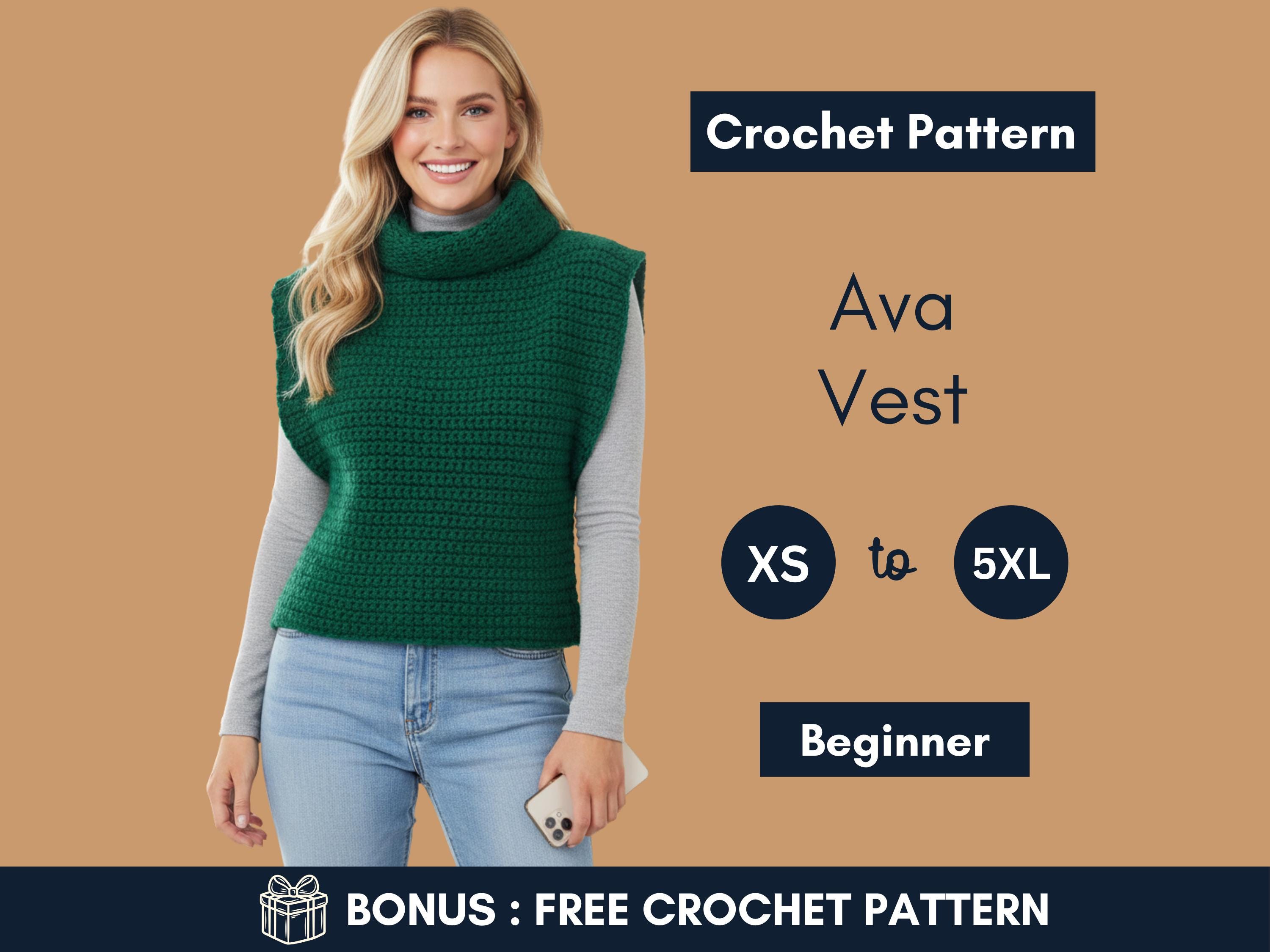 Turtleneck Collar Sweater Vest Crochet Pattern