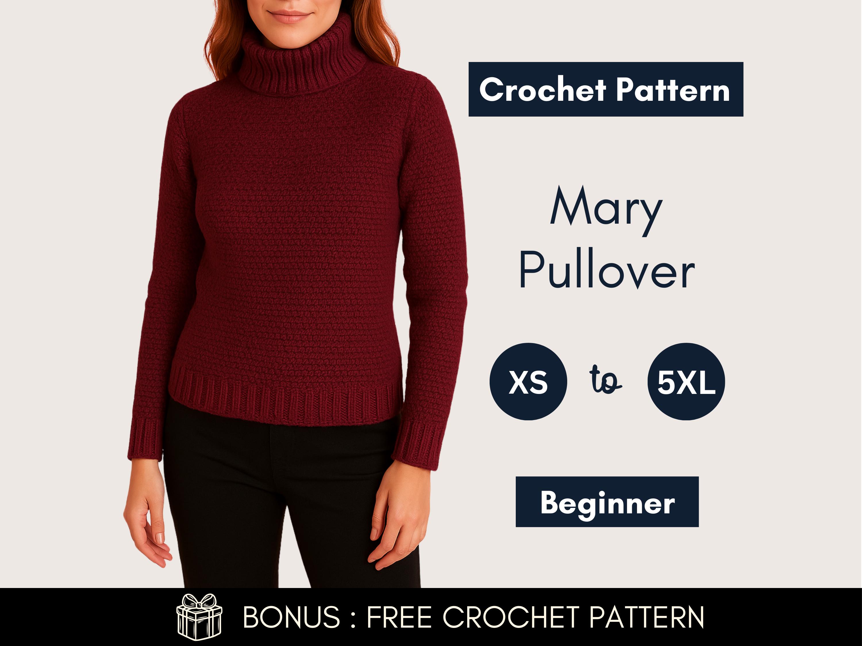 Ribbed Turtleneck Pullover Crochet Pattern