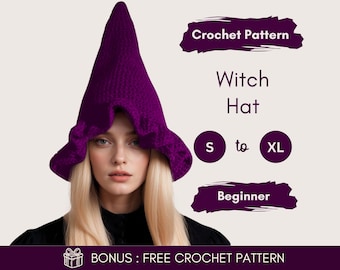 Virkmönster för häxhatt: Enkel Halloweenkostym (PDF-mönster)