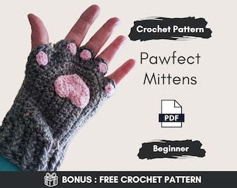 Patroon gehaakte vingerloze wanten met pootafdruk: geschikt voor beginners (pdf-patroon)