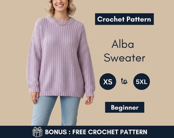 Haakpatroon trui | Zij-aan-zij trui | Geribbelde getextureerde top | XS–5XL