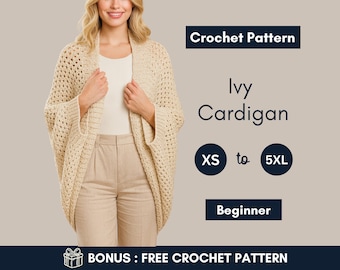 Mönster för kofta | Virkning i kokongstil | Enkel överdimensionerad lagerhållning XS–5XL