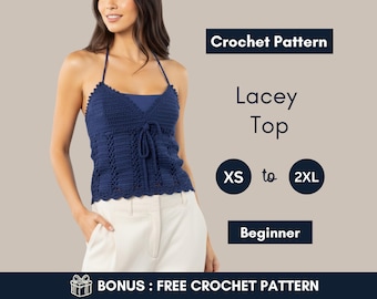 Mönster för virkad halternecktopp | Lacey Shell Stitch Cami | Virkat sommarlinne XS–2XL