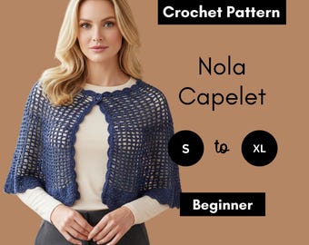 Nola Capelet Virkmönster, Strukturerad Klusterstygn, Knappstängning (PDF-mönster)