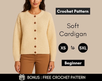 Mönster för virkad kofta: Nybörjarvänlig jacka (digital PDF)