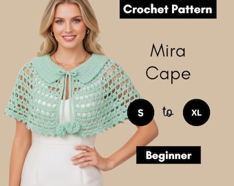 Lättvirkat Mira Capelet-mönster, Boho Spetssjal, Pom-Pom-band (PDF-mönster)