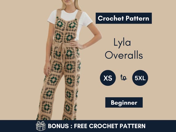 Jumpsuit Crochet  Pattern | Granny Square Overalls | Festival Crochet Outfit
