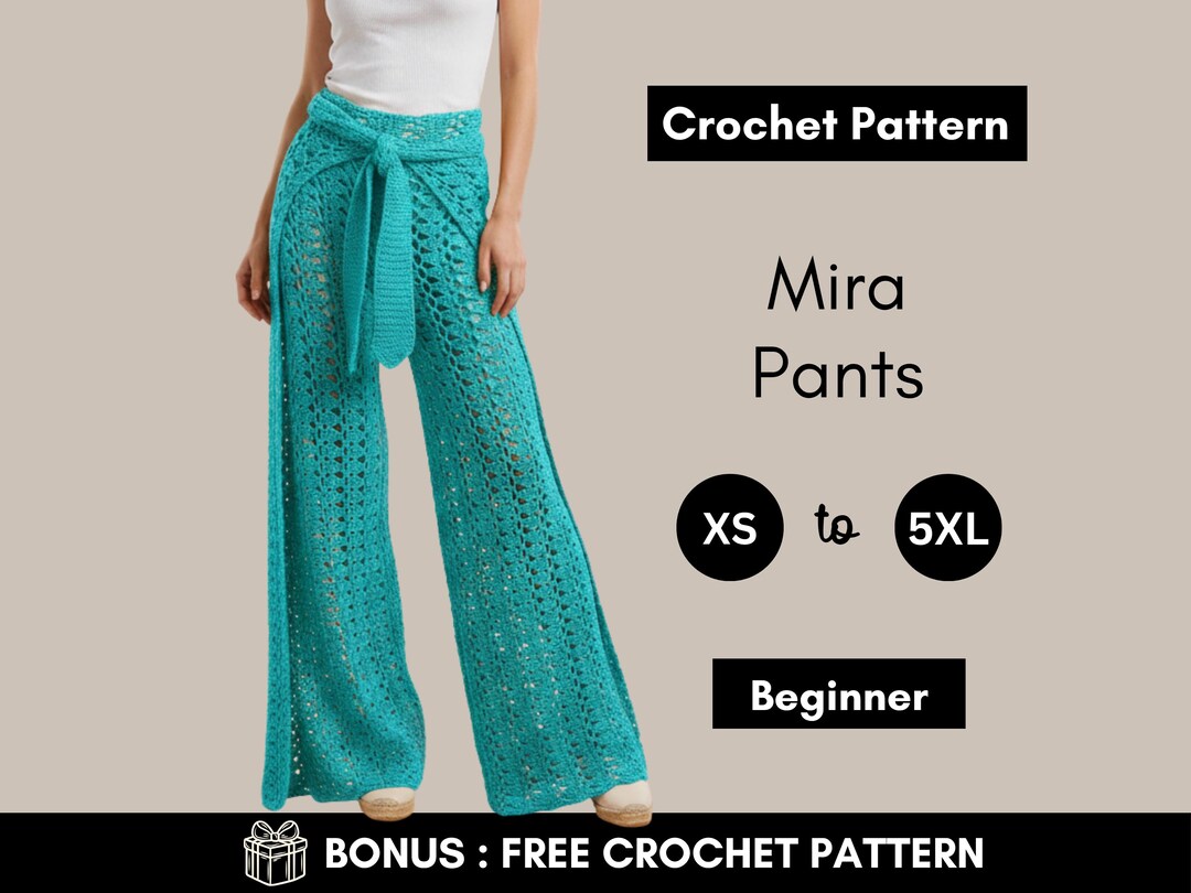 Boho Crochet Pants Pattern | Wrap Tie Wide Leg Trousers | Mesh ...