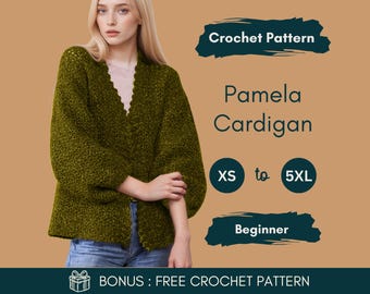 Easy Crochet Cardigan Pattern: Size XS-5XL (PDF Pattern)