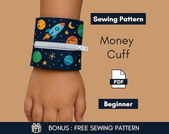 Patrón de costura para puños de dinero para niños / Monedero fácil para niños / Proyecto de costura para principiantes