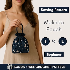 Patrón de costura para bolsa con cordón / Bolsa fácil para principiantes (Patrón en PDF)