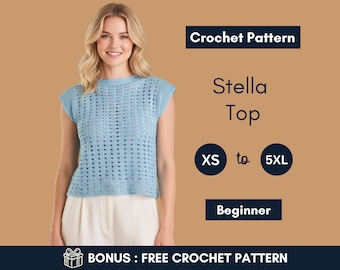 Mönster för virkad topp | Klassisk arbetsskjorta med hålmönster | Mönster för enkel, luftig t-shirt