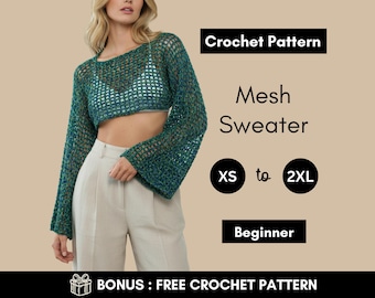 Mesh Sweater Crochet Pattern | Lightweight Crochet Top | Easy Boxy Crochet Top | Sizes XS–2XL