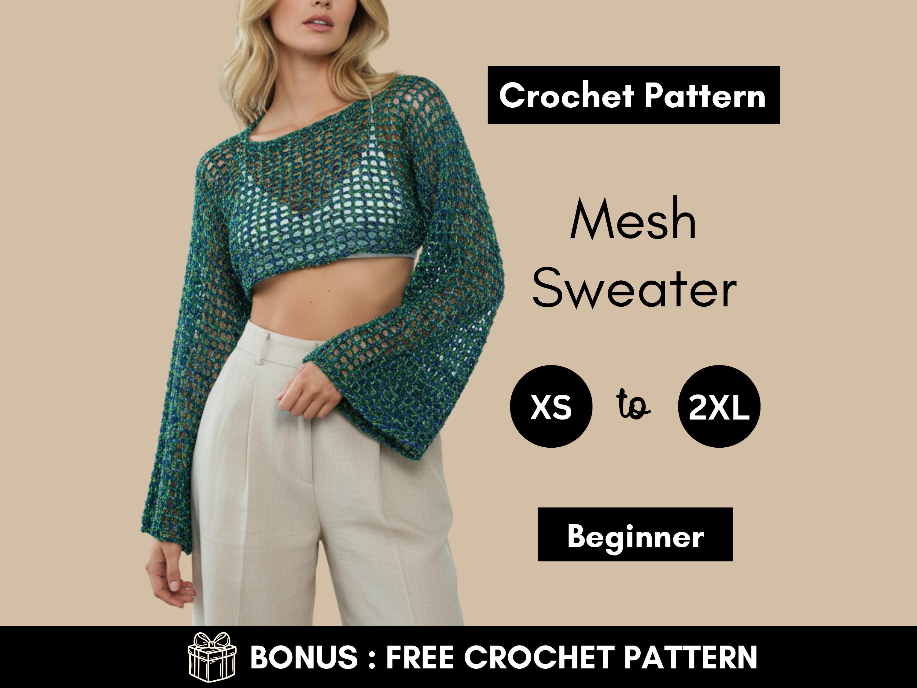 30 Mesh Sweater Crochet Patterns for Airy Layers, Pullovers, and Cardigans 18 Lightweight Boxy Mesh Sweater Crochet Pattern
