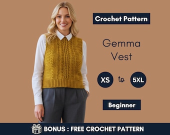 Vest Crochet Pattern | Textured Crochet Sleeveless Top | Modern Layering Piece XS–5XL