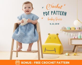 Mönster för virkad babyklänning | DIY-klänning för spädbarn | Enkel outfit för nyfödda 6–18 månader