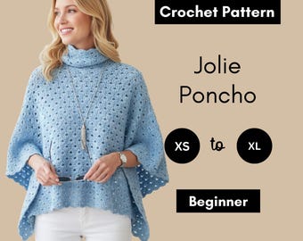 Jolie Poncho Virkmönster, Modern Snäcksömskappa (PDF-nedladdning)