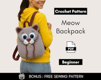 Cat Backpack Crochet  Pattern | Friendly DYI Accessory