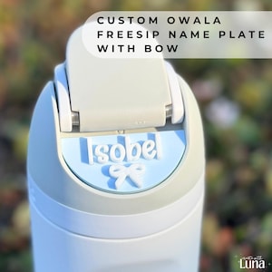Customized Owala Freesip Bottle Name Plate with Bow | Water Bottle Name Topper | Custom Topper | Personalized Name Tag | Coquette