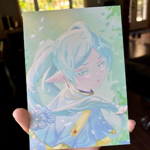 postale 5 x 7 de Frieren | Fougère | Austère | Affiche animée | Fanart | Impressions mignonnes d'anime