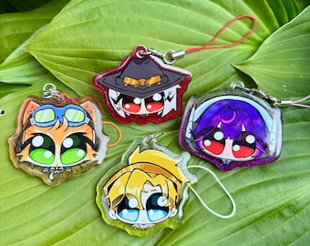 Overwatch Acrylic Charm, Mercy Juno D.Va Ashe & Jetpack Cat Keychain, Cute Overwatch Fan Art