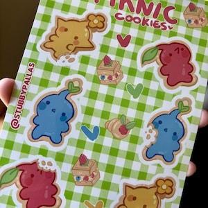 Hoja de pegatinas de galletas Pikmin Piknic / Pegatinas de vinilo mate para planificador, diario y papelería / Regalo para fanáticos de Pikmin / Lindo, divertido, tonto y colorido