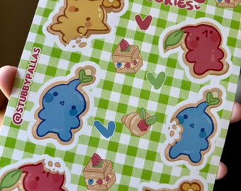 Foglio di adesivi Pikmin Piknic Cookies / Adesivi in vinile opaco per planner, diario e cancelleria / Regalo per fan di Pikmin / Carini, divertenti, sciocchi e colorati