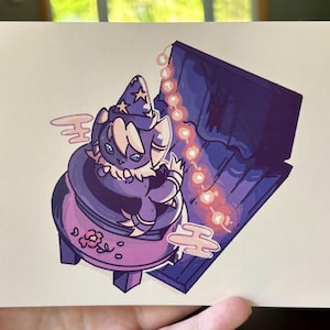Cartão postal Meowstic 5x7 | Impressão Pokémon | Pôster mágico | Fanart | Impressões fofas