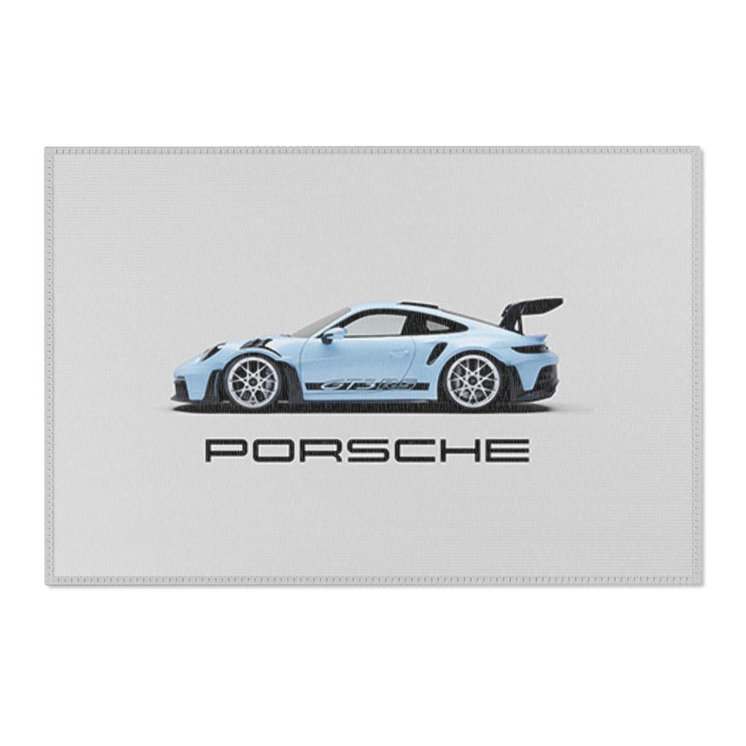 Street Pulse Baby Blue Porsche GT3RS Premium Rug Horizontal - Etsy