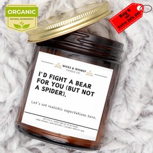 Bestie Gift Candle, Fight a Bear Friendship Gag Gift, Funny Candle, Birthday Gift for Best Friend, Funny Personalized Gifts for Mother&#39;s Day