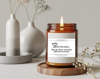 Funny 30th Birthday Candle: Back Hurts Gag Gift