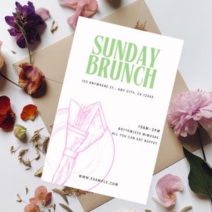 Brunch Flyer, Sunday Brunch Flyer, Brunch Invitation Flyer, DIY Flyer, Club Flyer, DIY Flyer, Canva Template, Women Networking Flyer