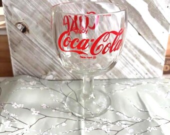 Vintage Coca-Cola Soda Przezroczysty szklany kielich do picia z odciskiem kciuka Ciężki kieliszek do picia Schooner