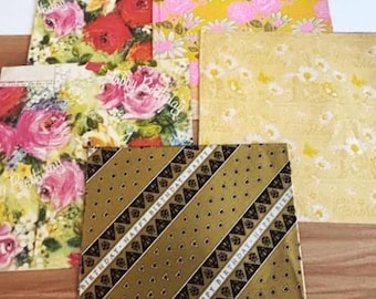 Arkusze do pakowania prezentów urodzinowych w stylu vintage, zestaw 6 sztuk: motywy kwiatowe i geometryczne