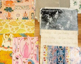 Zestaw 14 arkuszy papieru do pakowania prezentów ślubnych i baby shower w stylu vintage