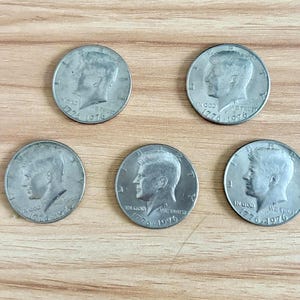 Set of Five (5) 1776-1976 John F. Kennedy Bicentennial Half Dollars 50 Cent Coins