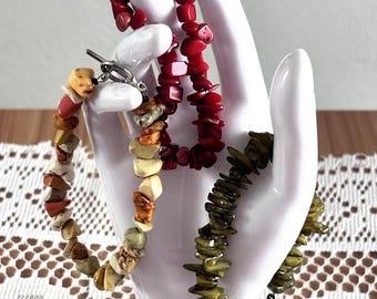 Set of 3 Hand Crafted Bracelets Chip Gemstone Bracelets Free Shipping