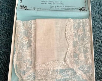 Vintage Mother of the Groom Lace Handkerchief with Poem from Frou-frou-te' Ltd. circa 1990