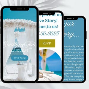 Wedding website editable in Canva Ocean-Style