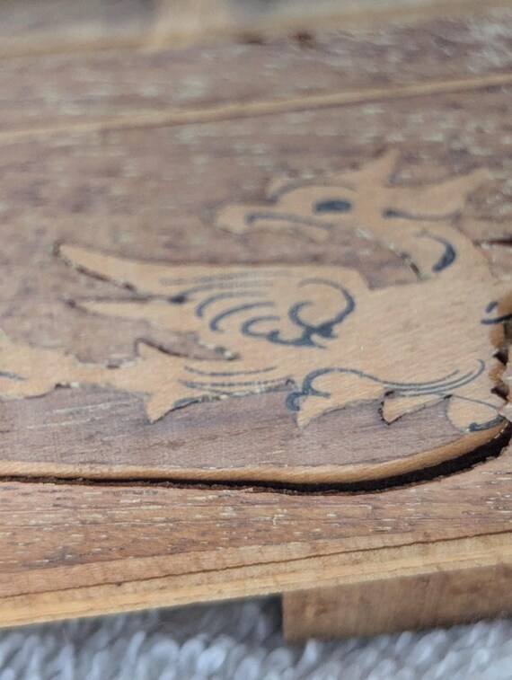 Vintage wooden Musical Music jewellery Box inlaid… - image 6