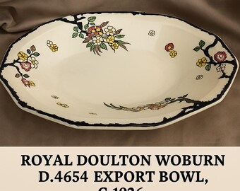 1926 Royal Doulton Woburn Bowl: Art Deco Floral Earthenware, Collector's Piece