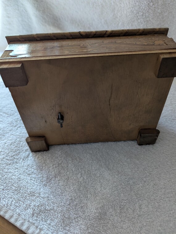 Vintage wooden Musical Music jewellery Box inlaid… - image 8