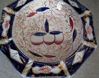 Arthur Wood “Around the World” Octagonal Dish — Crackled Glaze, Globe Stamp, 1929