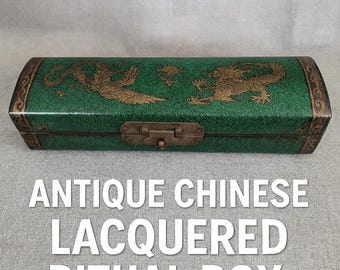 Dragon & Phoenix Ritual Box Lacquered with Inscribed Lining | c.1910 Lunar Ancestry