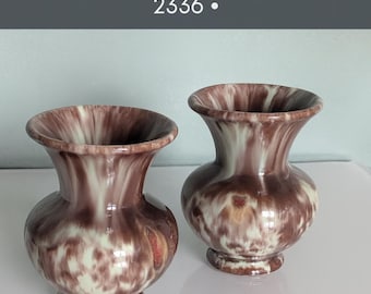 Vintage West German Pottery Vasen • Weiße Glasur, Mid-Century Modern, marmoriert
