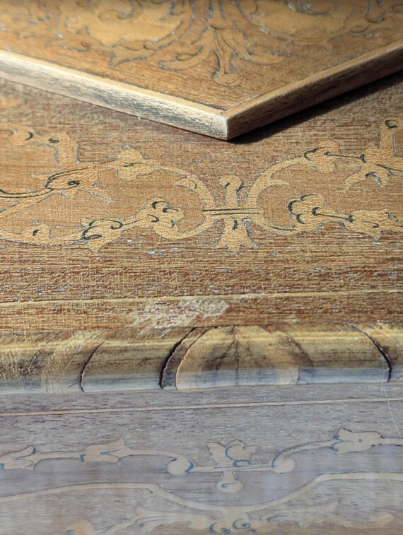 Vintage wooden Musical Music jewellery Box inlaid… - image 5