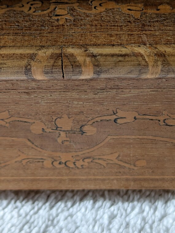 Vintage wooden Musical Music jewellery Box inlaid… - image 4