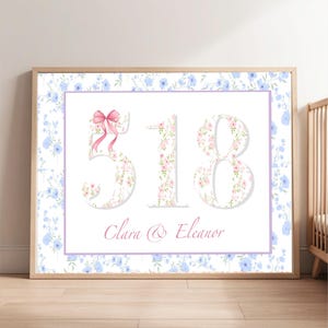 Personalised College Door Sign, Dorm Door Sign, Roommate Name Sign, Room Number Plaque, Room Number Poster With Colour Options, Chinoiserie